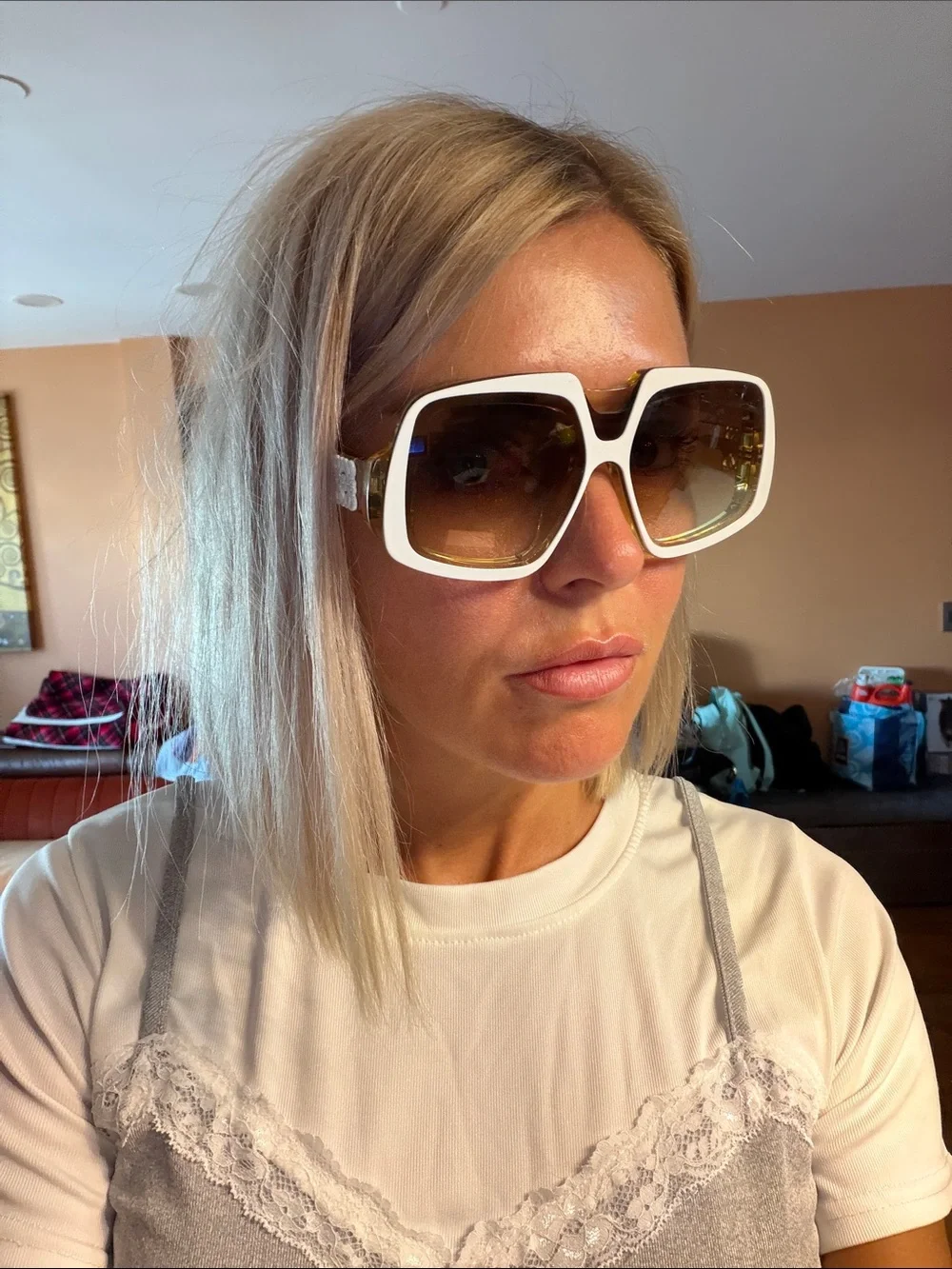 Loewe White Frame Sunglasses with Brown Gradient Lenses
